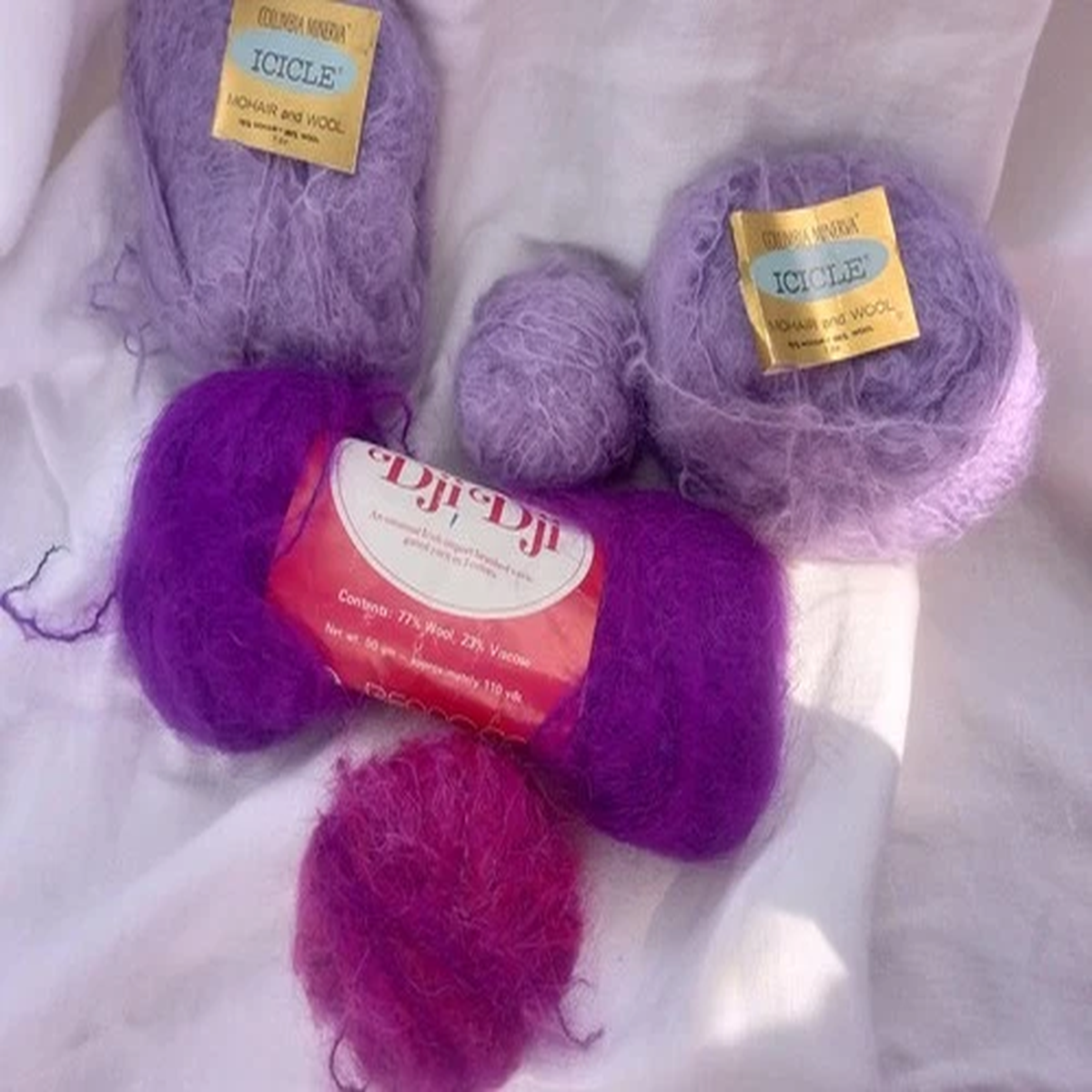 Columbia mohair + Dji Dji Berroco Irish Brushed Yarn PURPLE Wool & Viscose