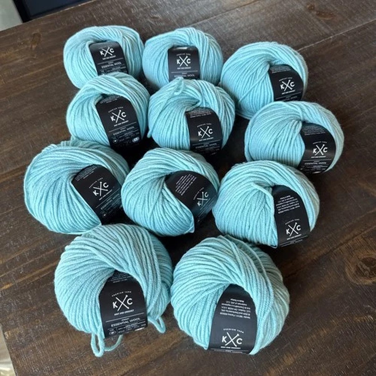 KC 100% Superwash Merino Fine Wool - AQUA MIST - LOT OF 11 Skeins