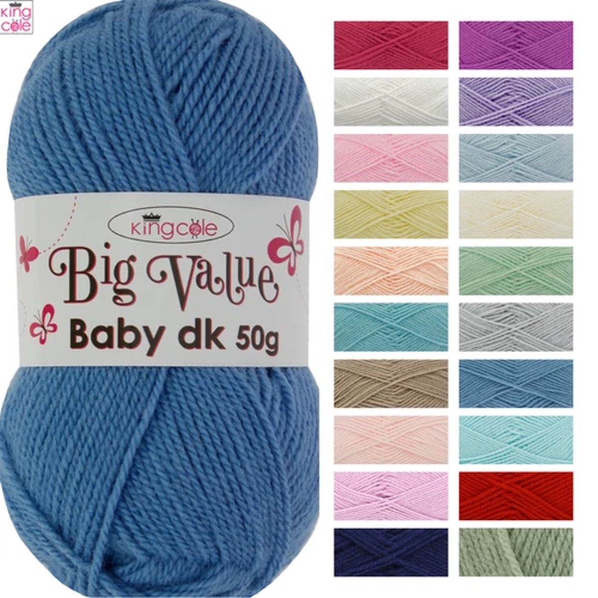 King Cole Big Value Baby DK 50g Knitting Crochet 100% Acrylic Wool