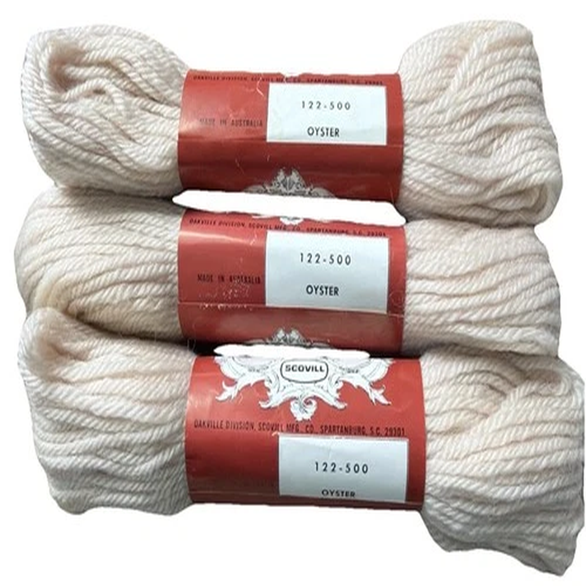 Oyster Scovill Dritz 3 (THREE) Matched Skeins 122-500 NOS Australia 40 Yds Each