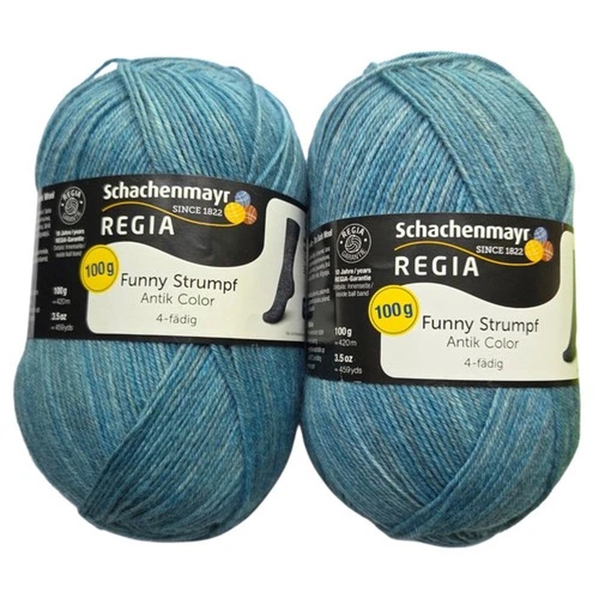 Schachenmayr Regia Yarn Lot of 2 Funny Strumpf Antik Superfine Wool Blend 100g