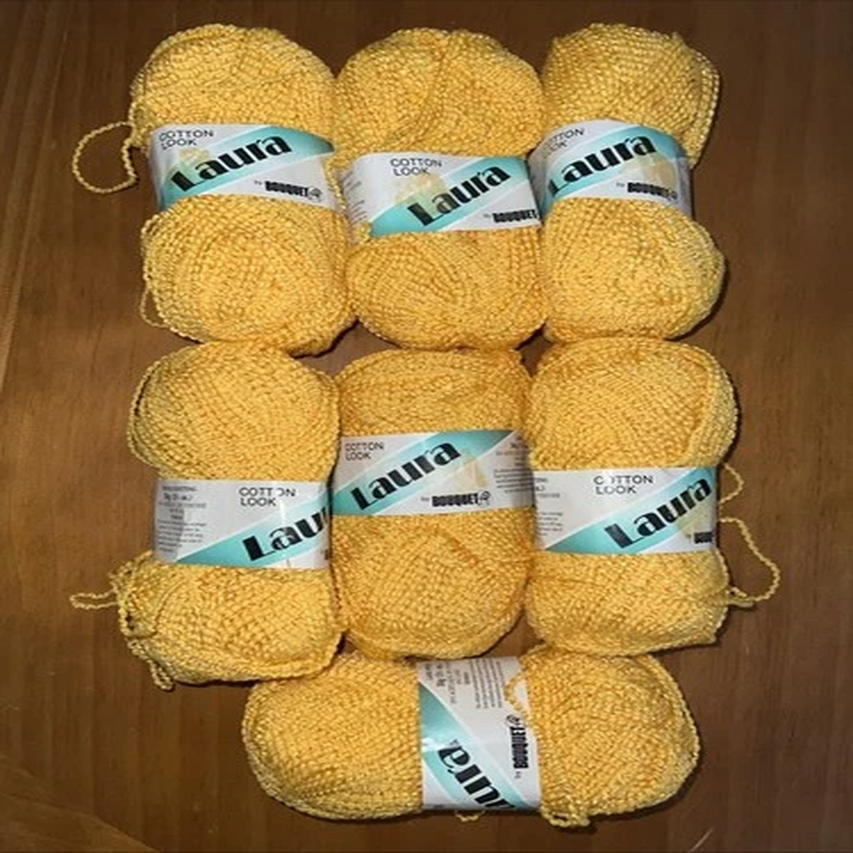 7 Skeins Yellow 55% acrylic 25% Viscose 20% wool Vintage Laura Bouquet yarn