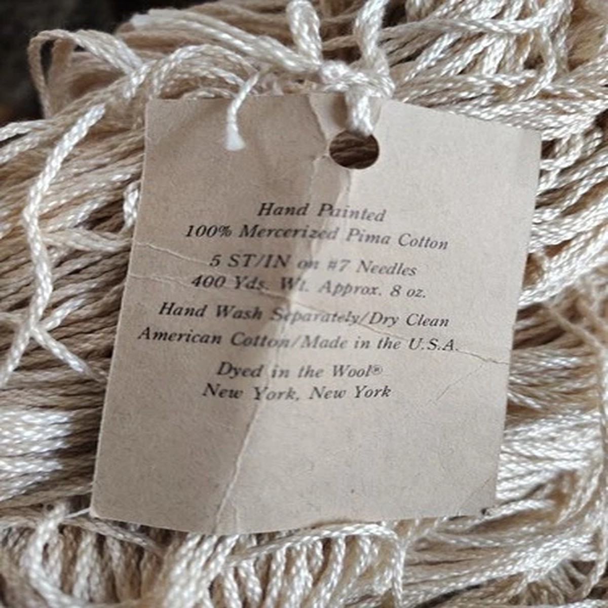 Dyed in the Wool, Hand Painted 100% mercerized Cotton, 8 oz, 400 yds Cream Color