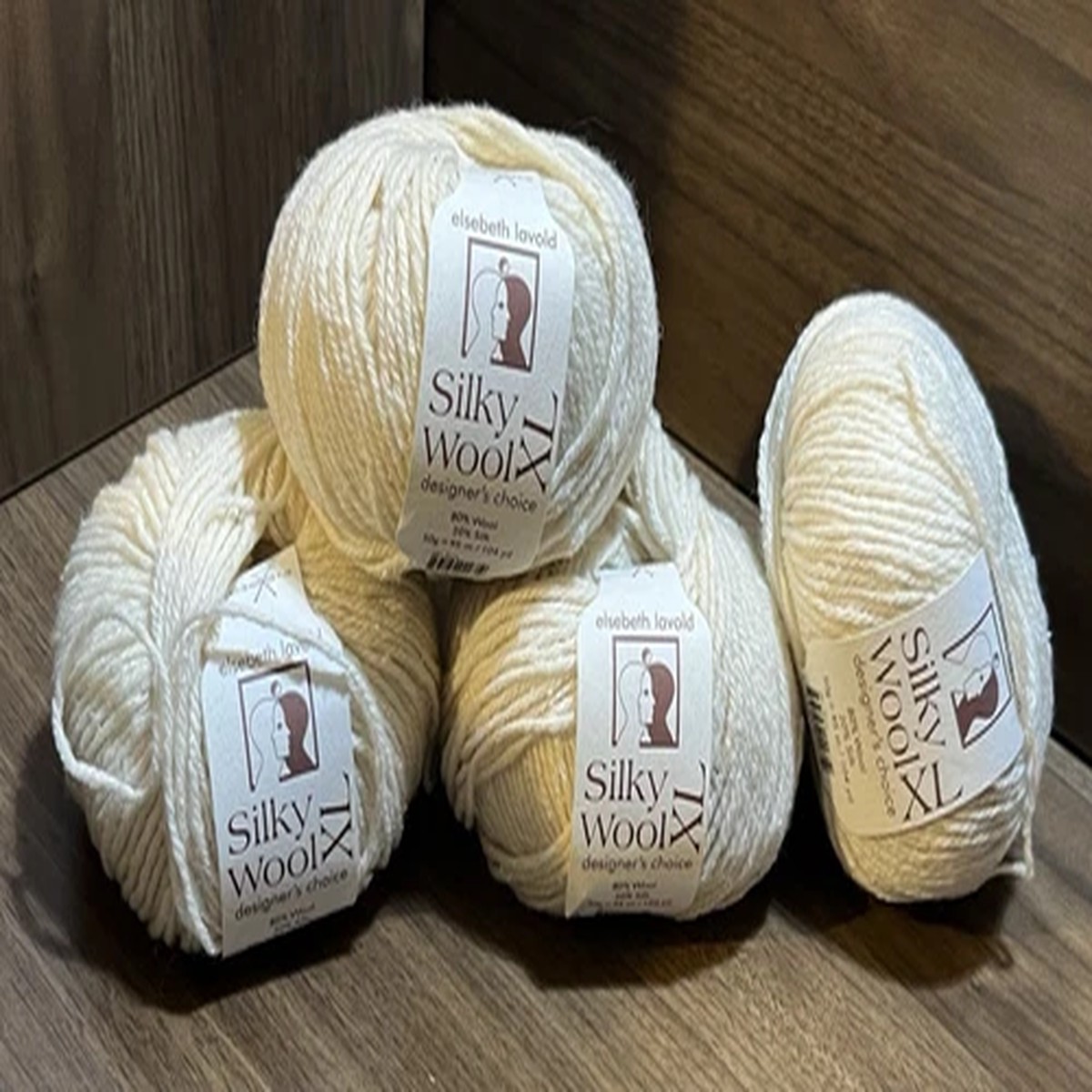 Elsebeth Lavold SILK WOOL XL Yarn WHITE 001 50gr/104yds ea. Wool Silk. Set of 6