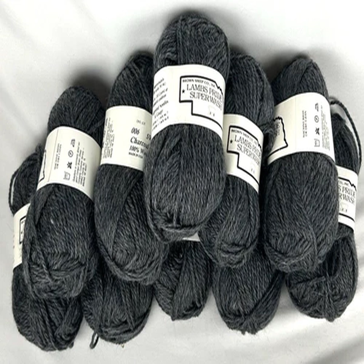 Lambs Pride Super Wash Yarn 10 Skeins Charcoal Heather SW04 100 Yds Ea 100% Wool