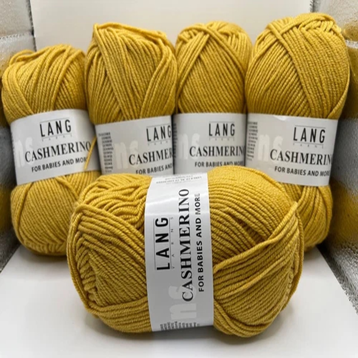 LOT of 5 Lang Cashmerino Yarn #150 Gold -Sport Weight 50gr 136yds ea 680yd total