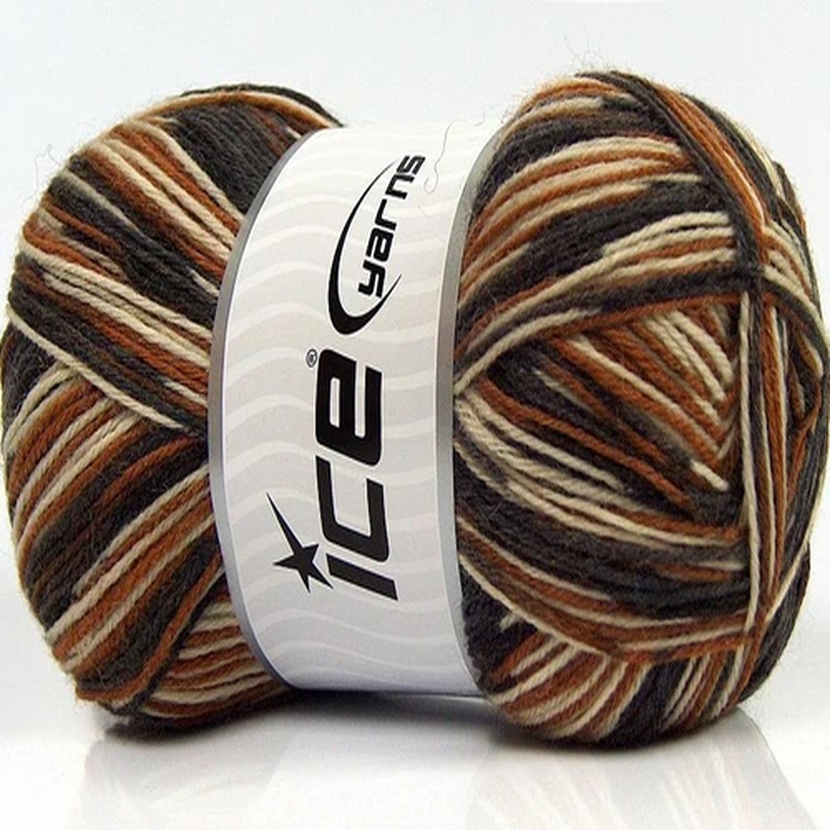 100 Gram Magic Sock Yarn #67805 Brown Black Cream Ice Superwash Wool Nylon