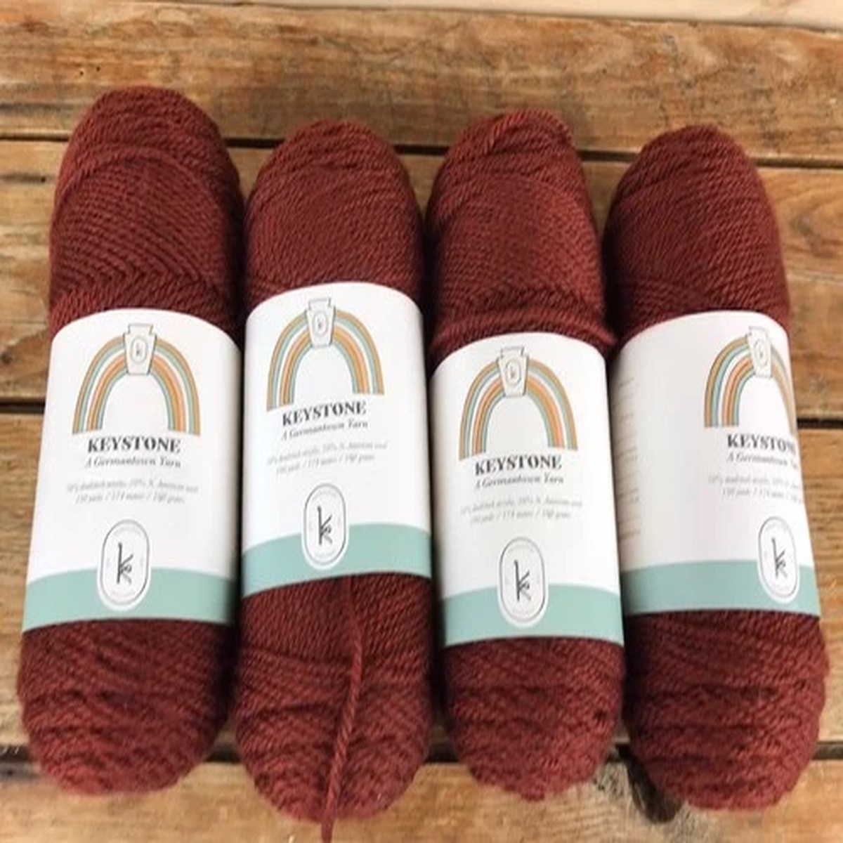 4x Kelbourne Woolens Keystone Germantown Yarn GINGERBREAD 100G Skein