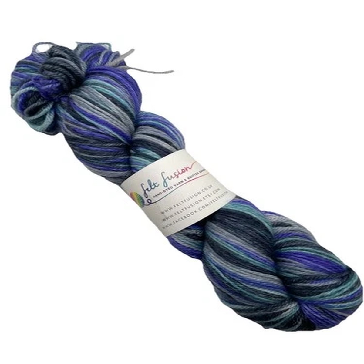 Felt Fusion Yarn Merino Wool Silk 4 ply 400 meters Purple Blue Hand Dyed