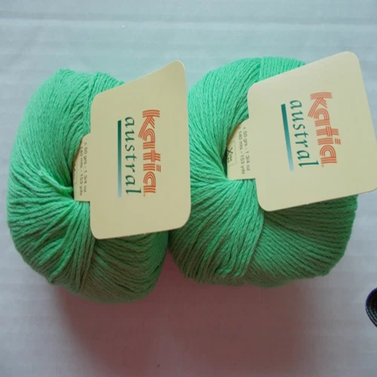 Katia Austral wool blend yarn, light green, lot of 2 (153 yds ea)