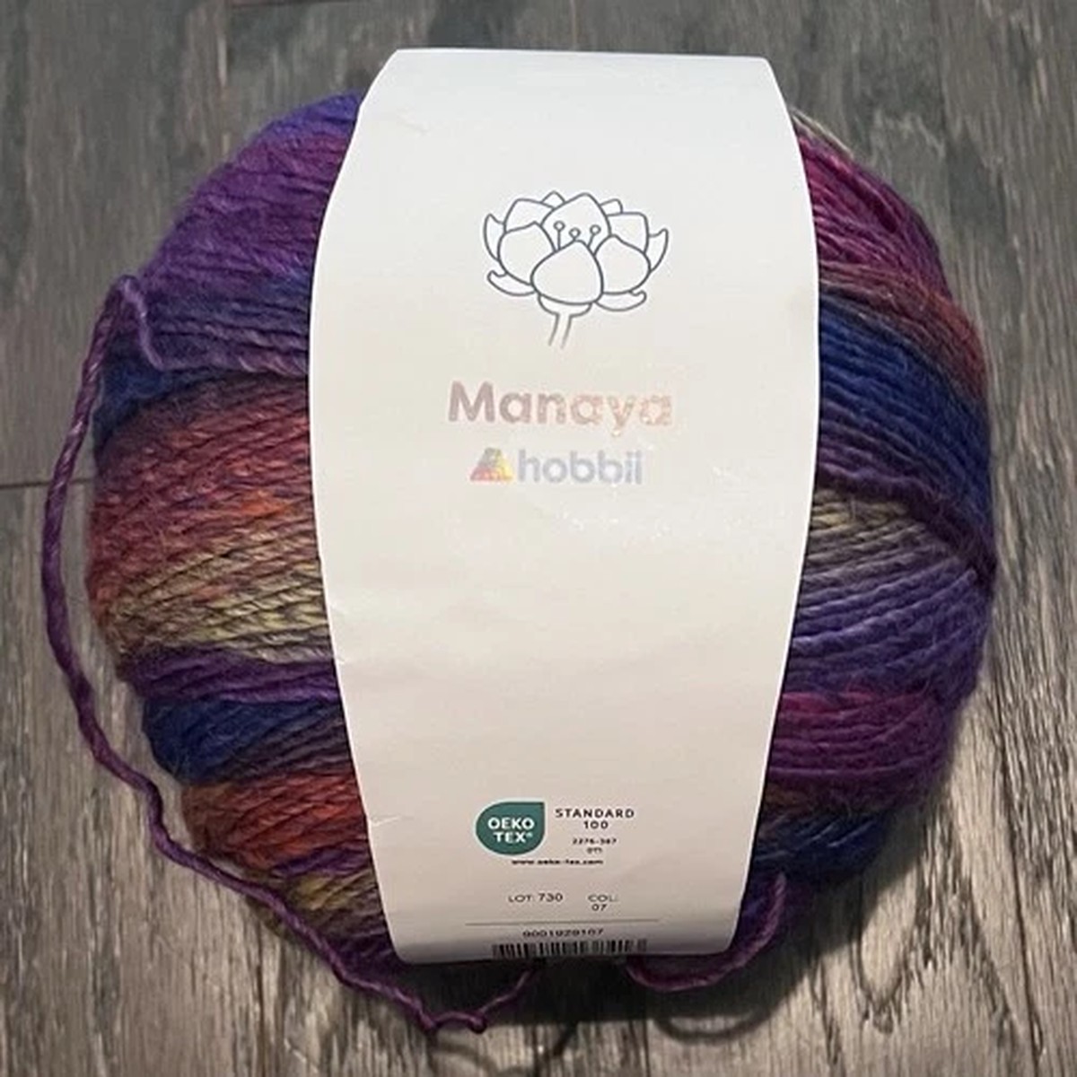 NEW Hobbii Manaya Wool Acrylic Yarn Cake Gradient Purple Yellow Orange Worsted/4