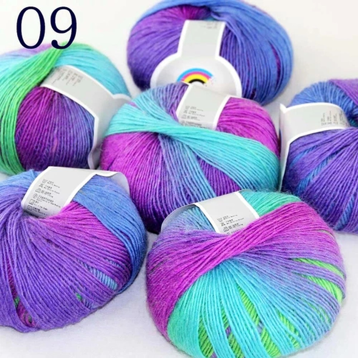 Sale 6Ballsx50gr Rainbow Blankets Rug Shawl Cashmere Wool Hand Crochet Yarn 09