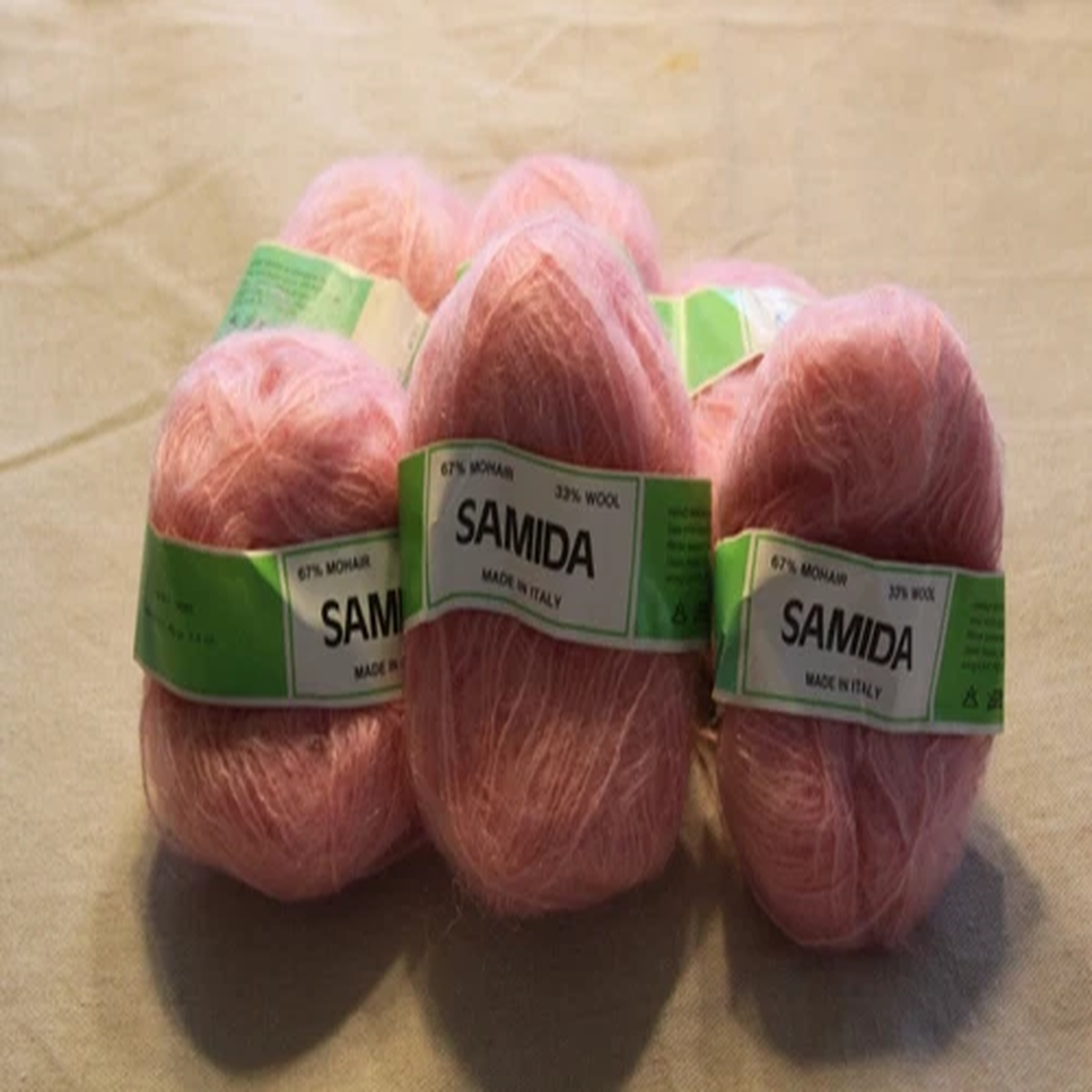 Samida Mohair Wool Lot of 6 , 1.4 Ounce Balls Pink Made In Italy