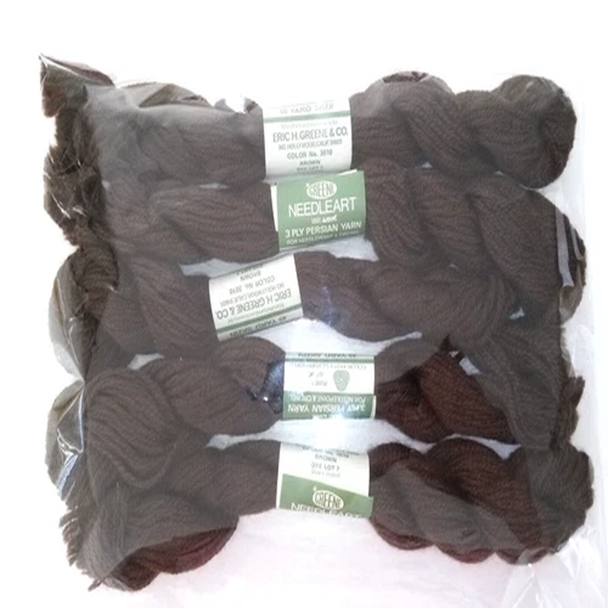 Vintage Wool Yarn 40 Yard Skein No 3010 Brown 3 Ply Lot Of 5 NOS