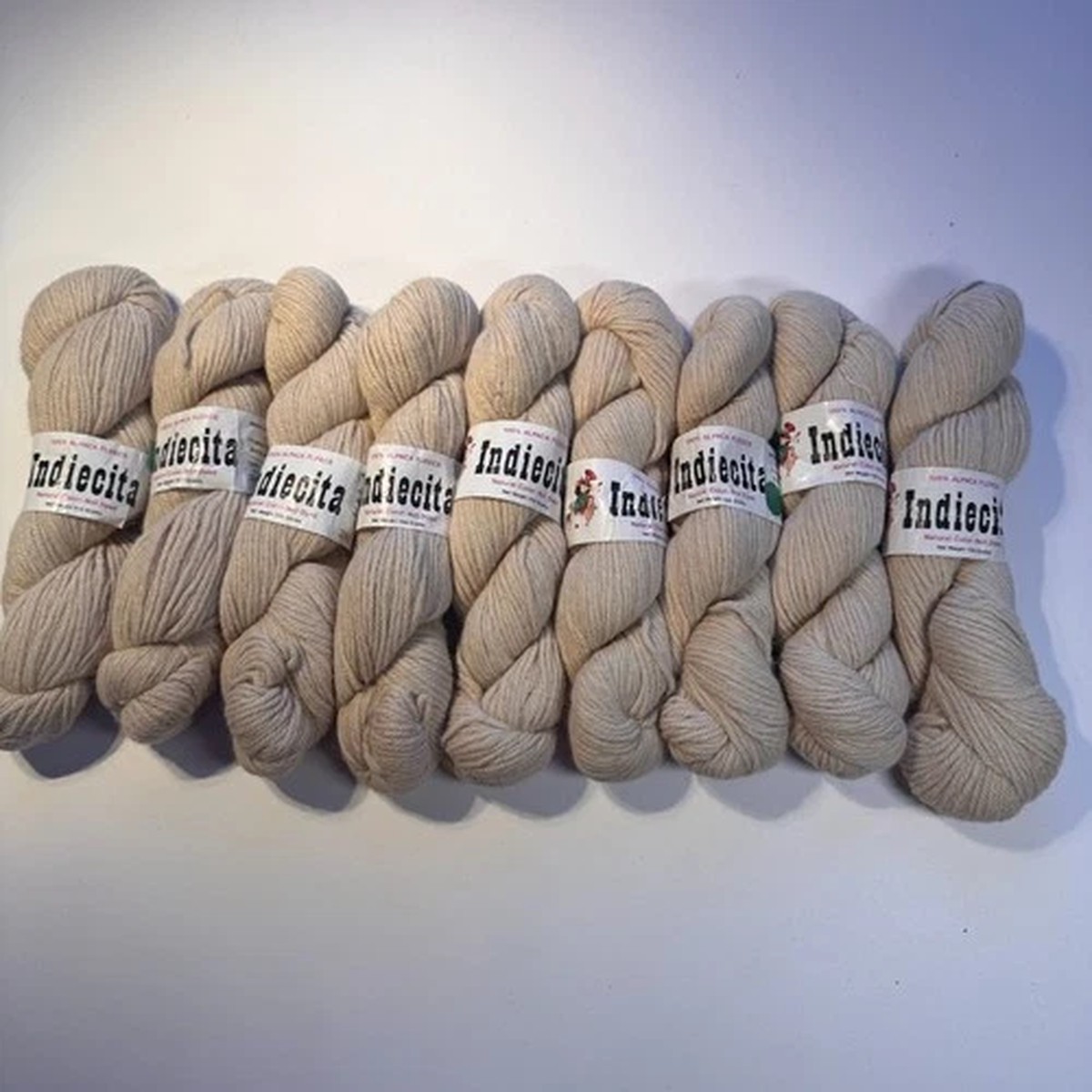 VTG INDIECITA ALPACA YARN - 9 Skeins Natural Color No Dye 100 Grams NOS