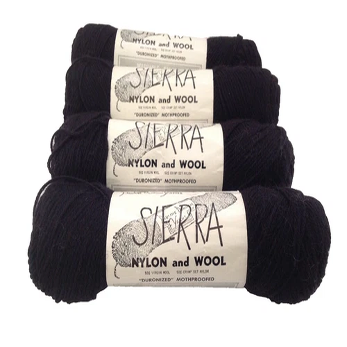 4 Skeins Pauline Dunham Yarns "Sierra" Yarn Black 50%Virgin Wool 50% Crimp Set N