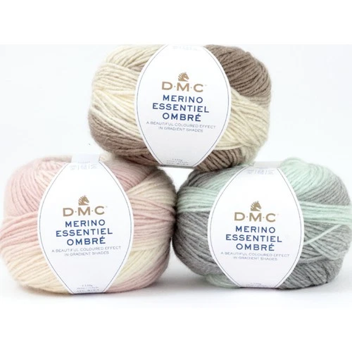 5x DMC Merino Essentiel Ombr gradient yarn made from 50% Merino wool & 50% ac
