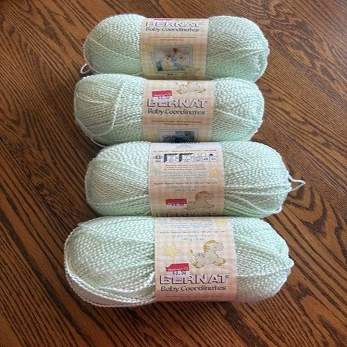 Lot Of 4 Iced Mint Bernat Baby Coordinates Yarn DK 5oz 388Yards Each