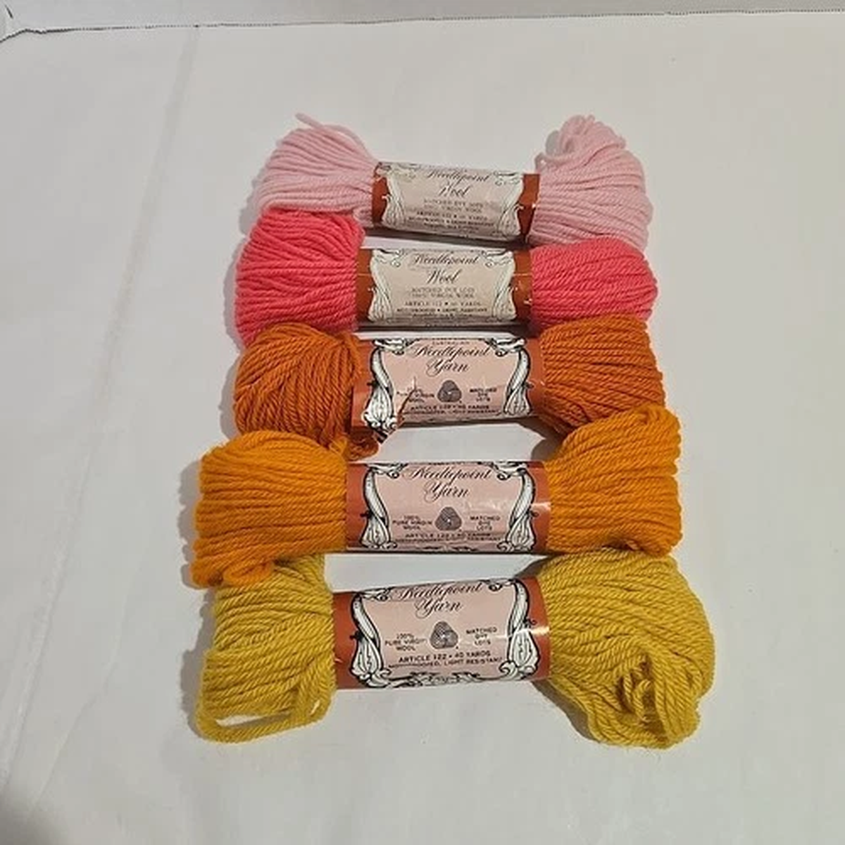 Lot of 5 Skeins Scovill Dritz Needlepoint Yarn 40 yds ea 100% Virgin Wool New