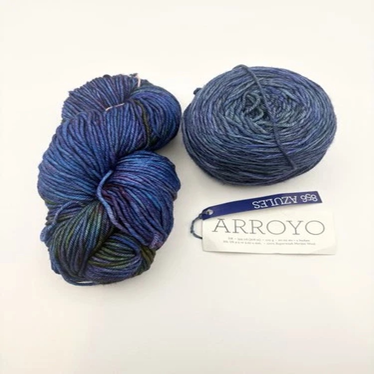 Mixed Lot of 2 Malabrigo Arroyo DK 100% SW Merino Blue Azules READ