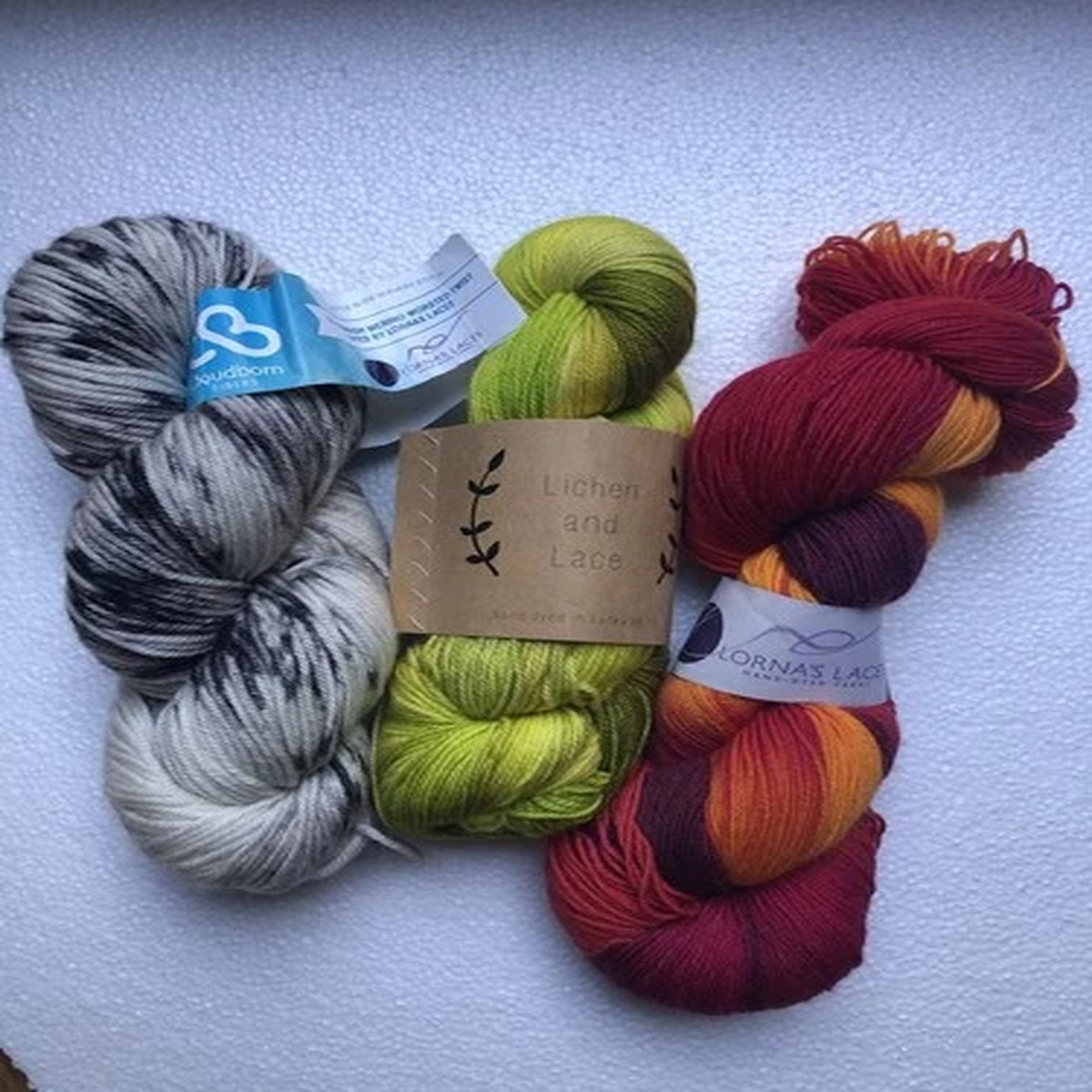 Socks Yarn Lot of 3 Lichen and Lace, Lornas Laces Merino Wool