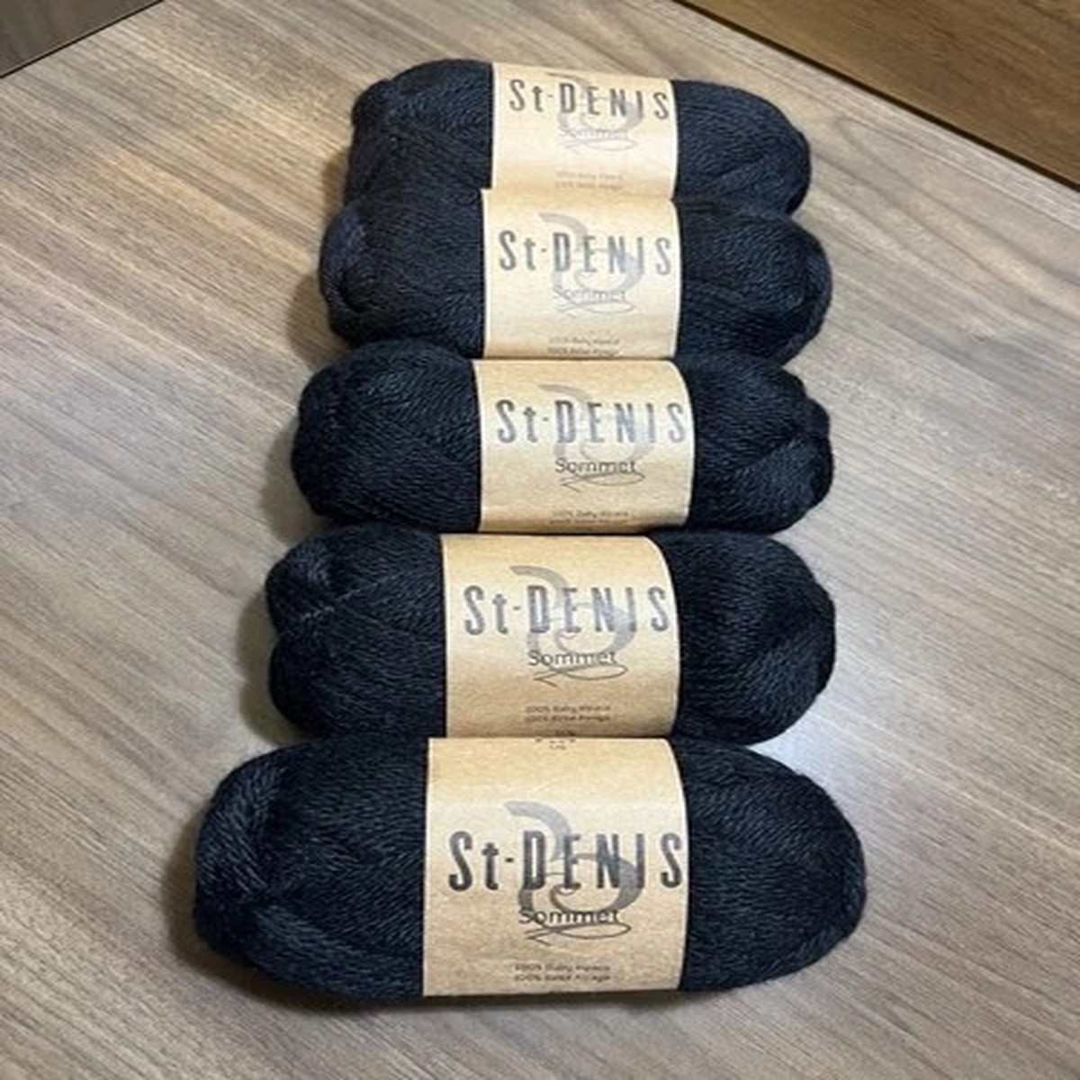 St Denis SOMMET Yarn BLACK 100 % Baby Alpaca 50gr 150yds ea. Set of 5 Fine 2