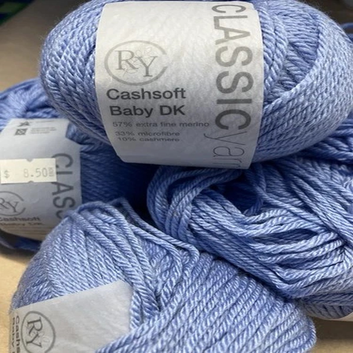 5 Balls RYC Rowan Cashsoft Baby DK Yarn Color 809 Blue Wool/cashmere/microfibre