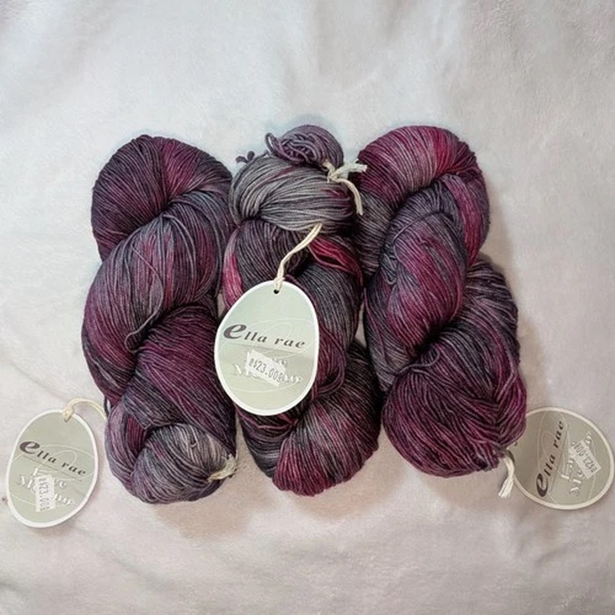 Ella Rae Lace Merino Wool Color 118 Purple Black 3 Hanks 100g 460yds Each