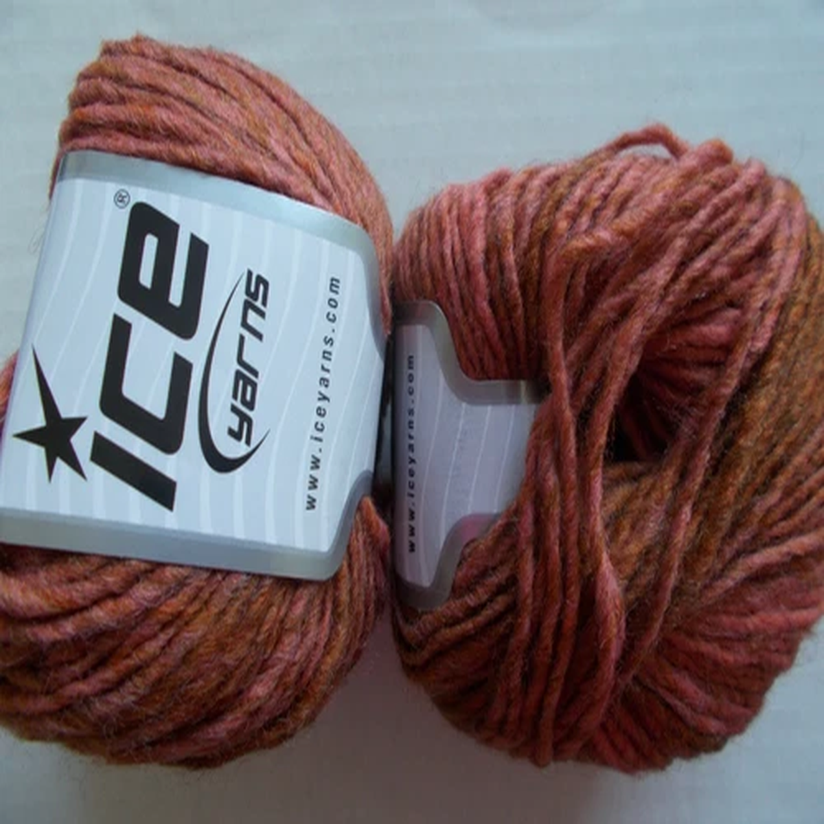 Ice Yarns Wool Cord Aran yarn, salmon olive, lot of 2 (109 yds ea)
