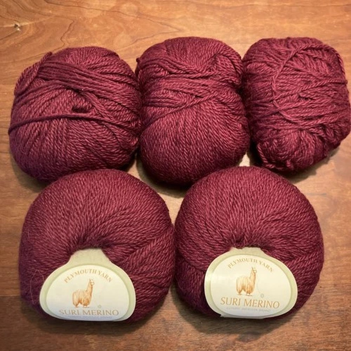 Plymouth Suri Alpaca/Merino Burgundy Luxury Yarn 3430 Lot Of 5 Discontinued