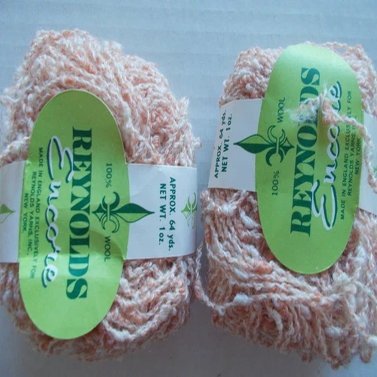 Reynolds Encore 100% wool textured yarn, Honey, lot of 2 (64 yds ea)