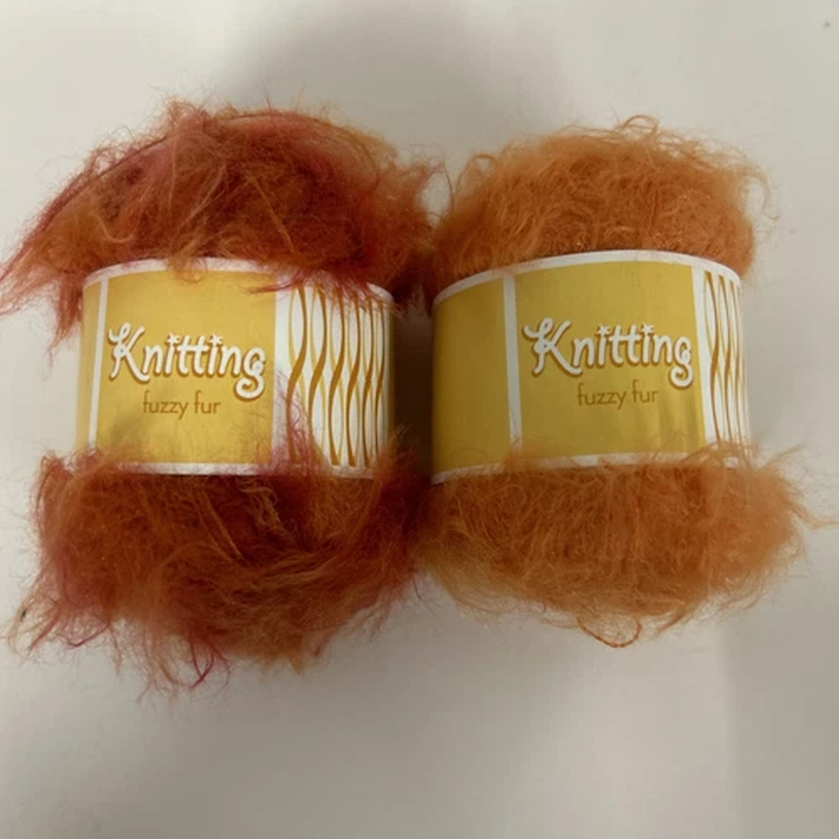 Vintage Fuzzy Fur Knitting Yarns 2 small skeins orange and Burnt Orange