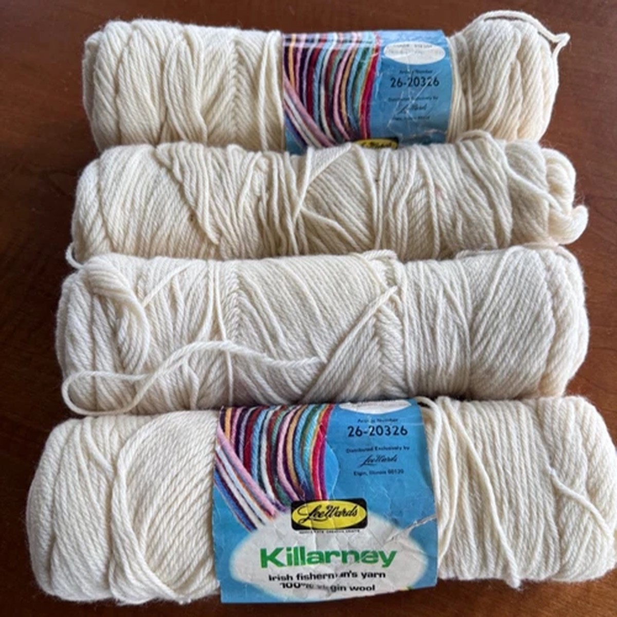 Lee Wards Killarney Irish Fisherman's Yarn 100% Virgin Wool - 15 oz.- Unused