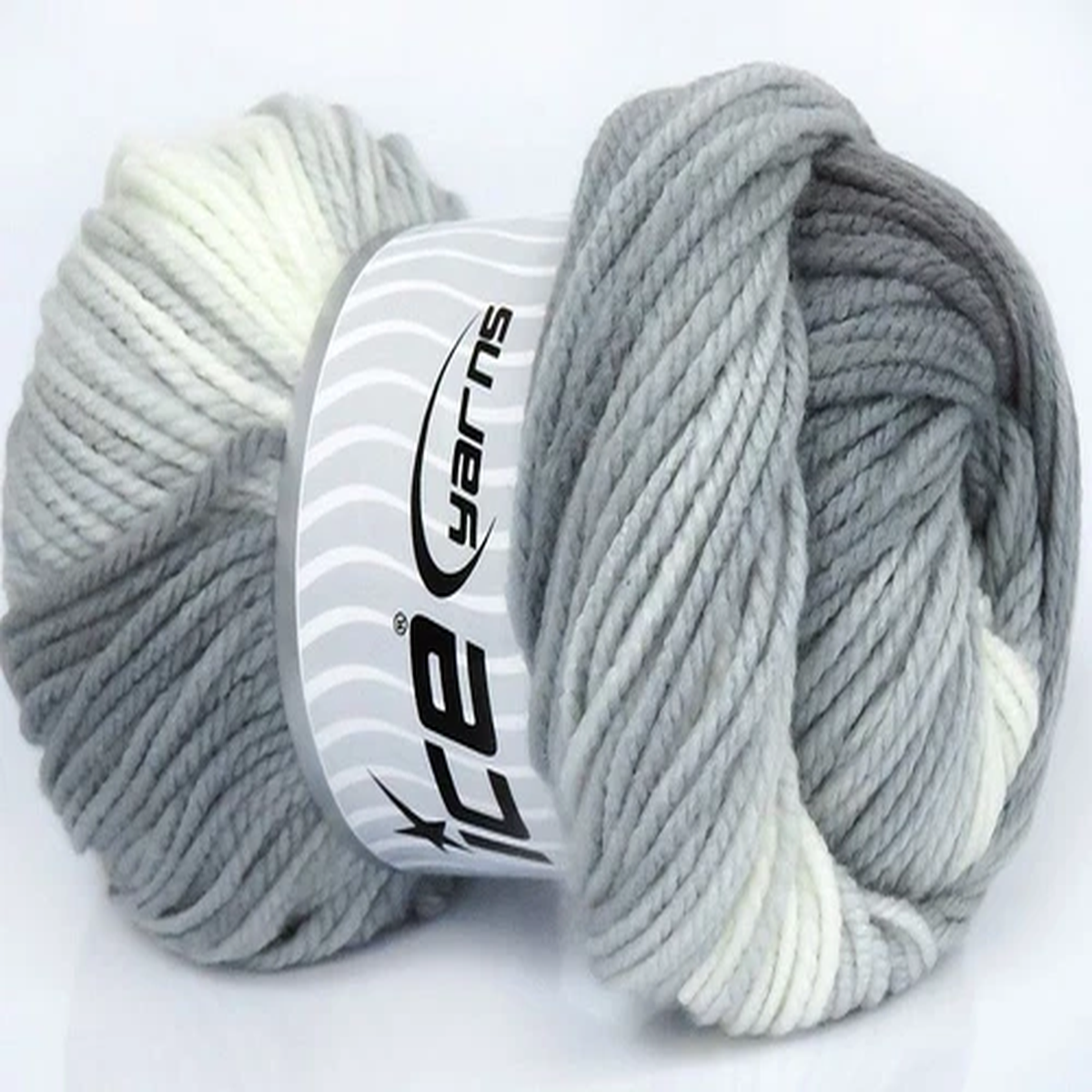 Magic Worsted 77629 Grey Shades White Ice Yarns Striping Acrylic Yarn 100g 202yd