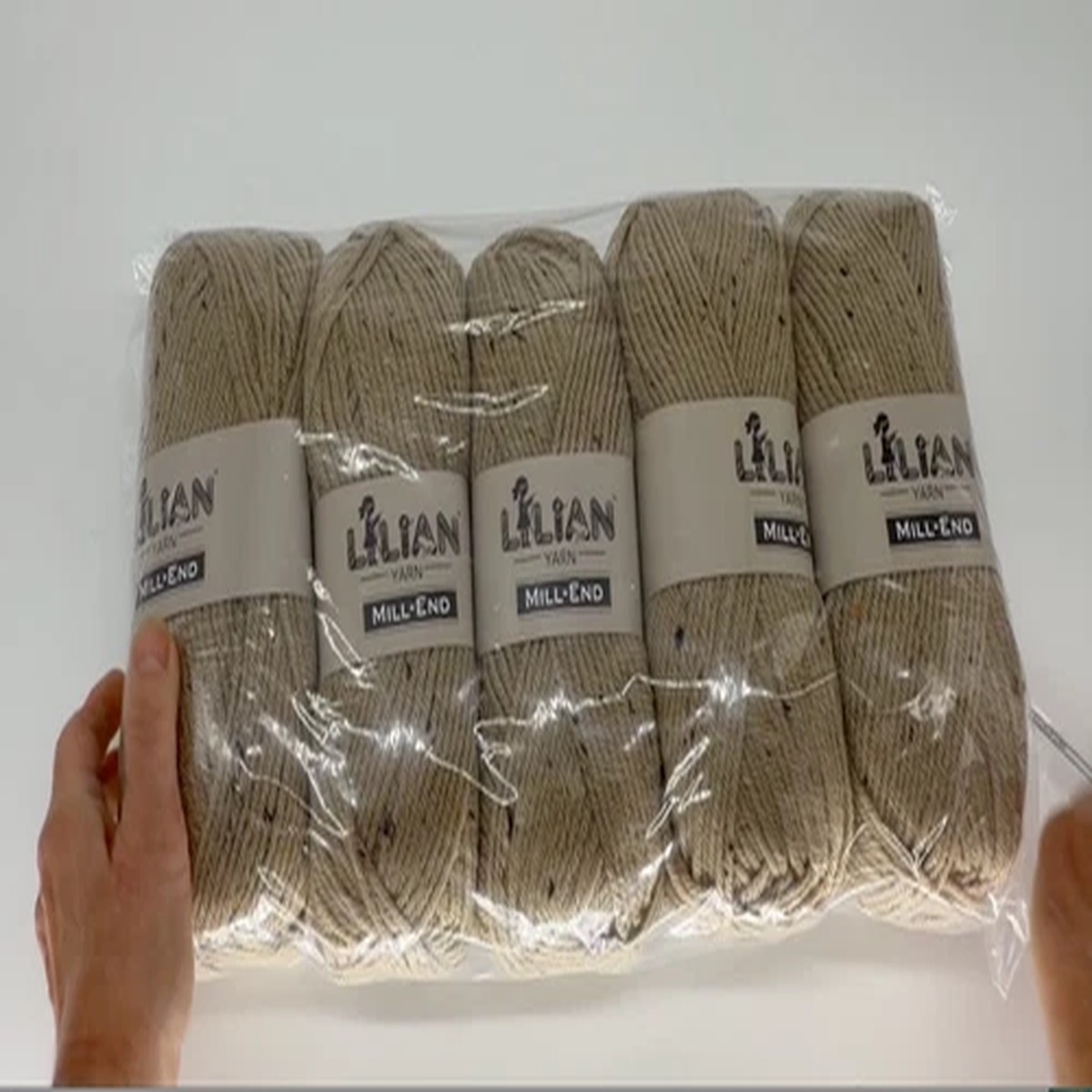 5 Skein Lilian MillEnd DK Tweed Yarn 500g 25% Wool Blend Knitting Crochet Beige