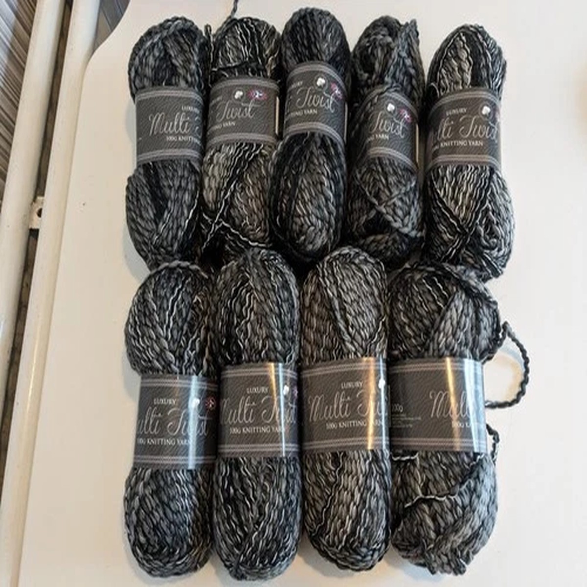 900G LUXURY MULTI TWIST 7 MONO grey mix WOOL YARN 6.5mm Chunky like Bigga