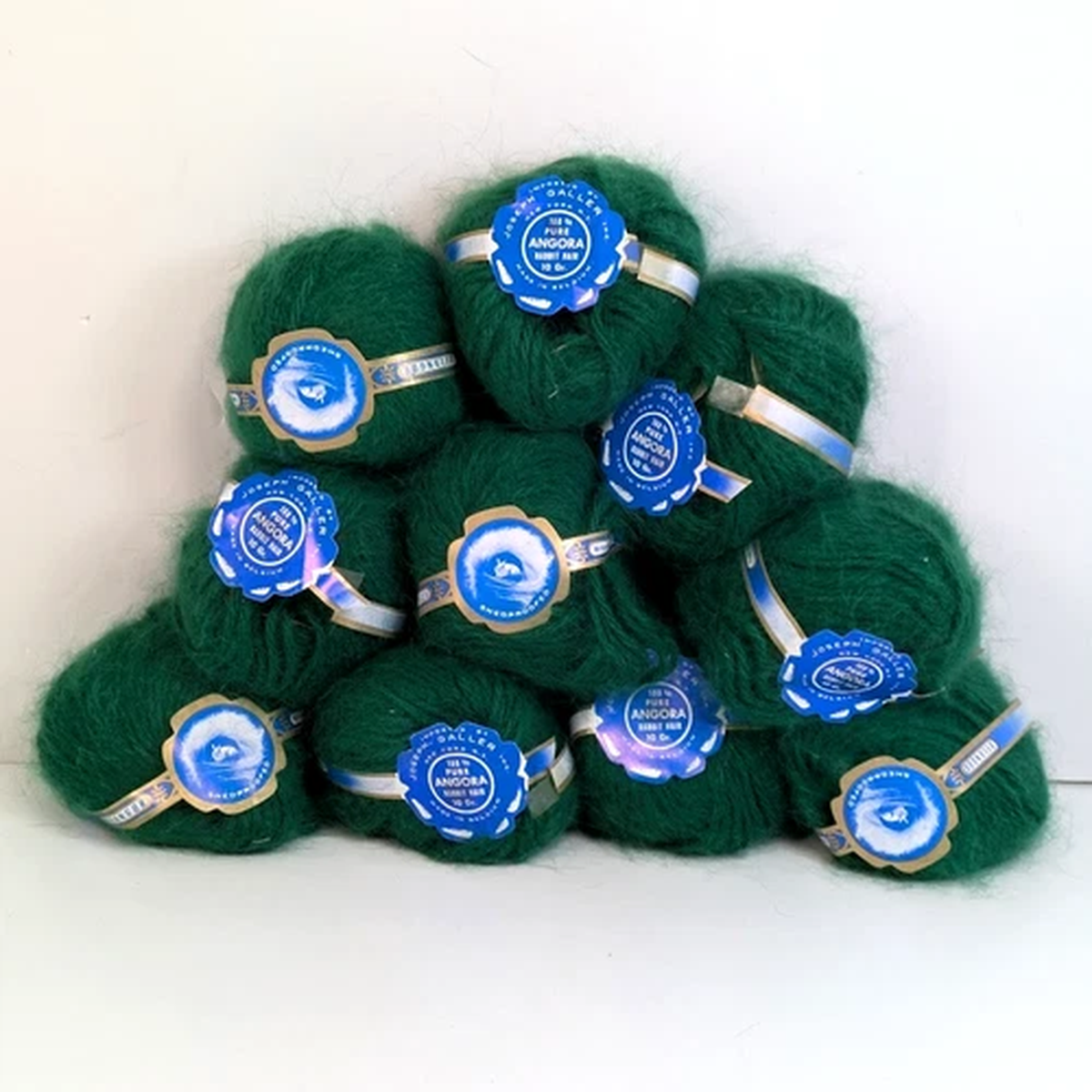 Belangor 100% Angora Rabbit Hair Yarn 10gr (10) Joseph Galler Green Belgium Vtg