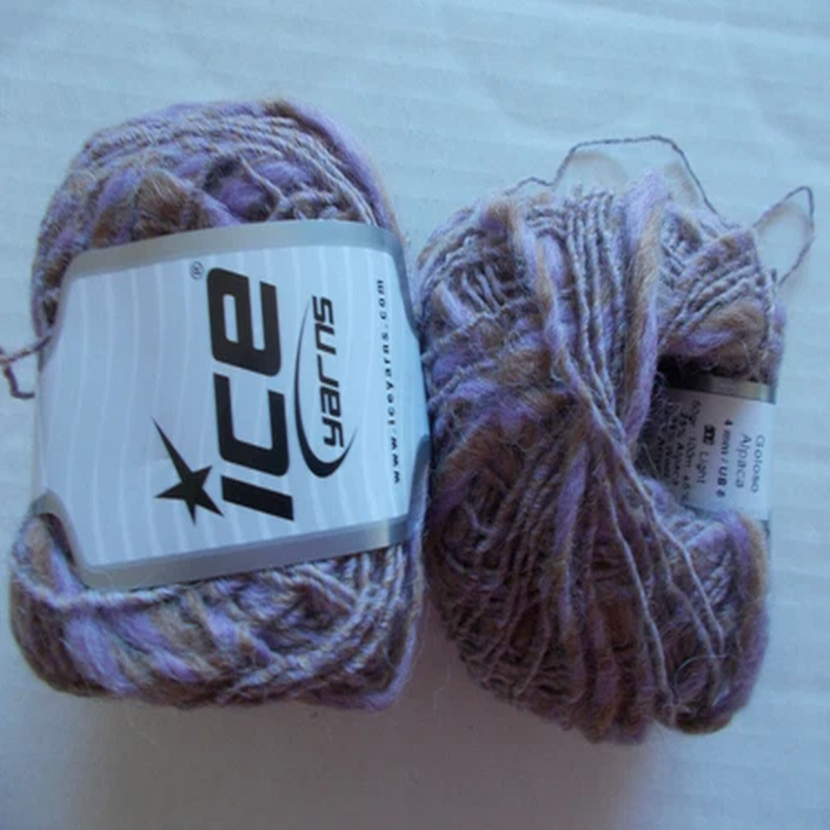 Ice Yarns Goloso alpaca/wool blend yarn, lilac light brown,lot of 2(110 yds ea)