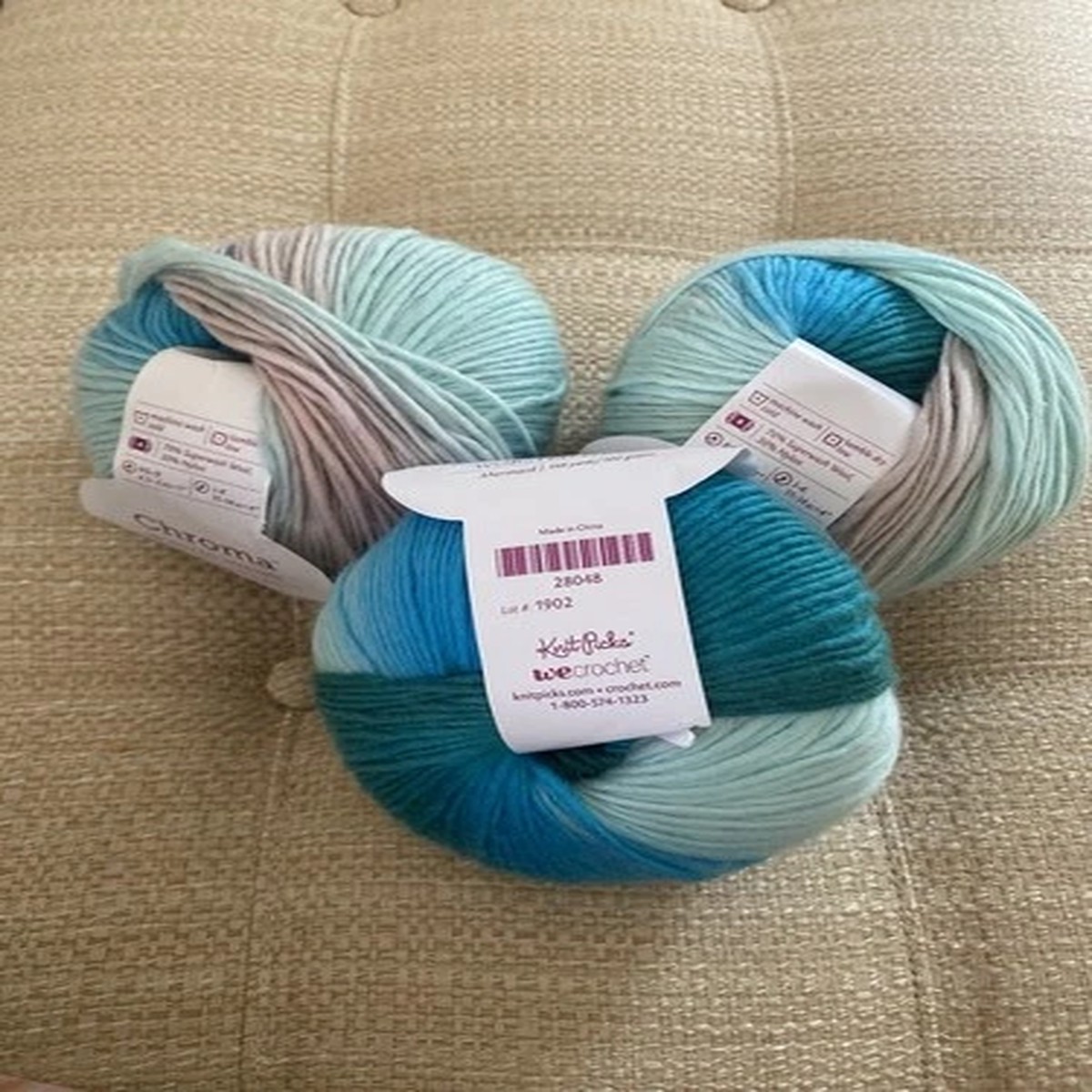 Knit Picks Chroma Worsted, Lot of 3, Matched Dye Lot, Superwash Merino + Nylon