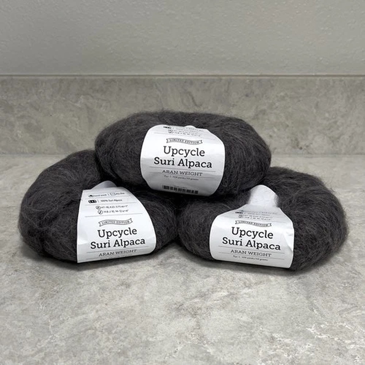 Knit Picks Upcycle Suri Alpaca "Tui" Lot of 3 Limited Edition Gray Aran Yarn