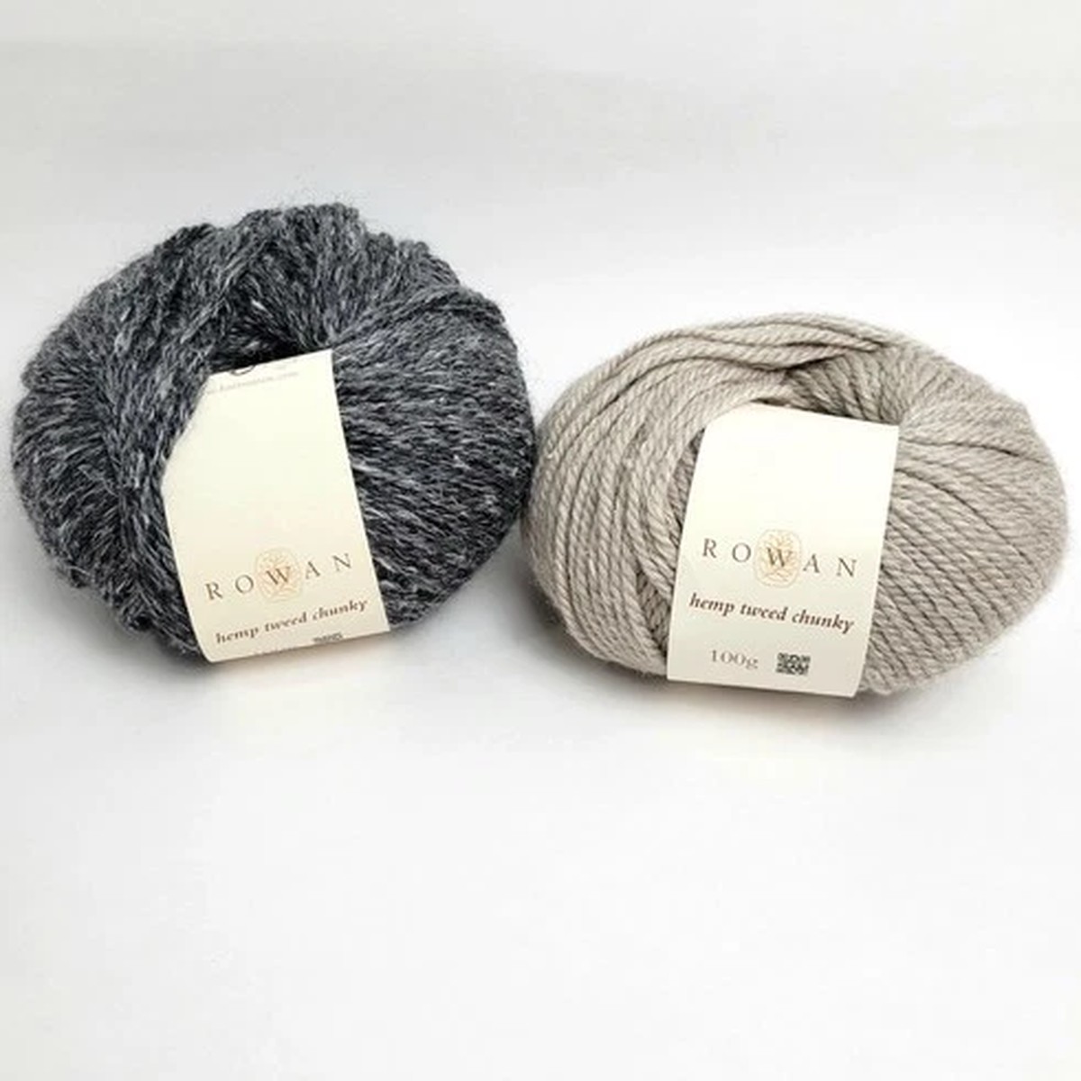 2 Rowan Yarn Wool & Hemp Tweed Chunky Night & Greige Italy 100g Each