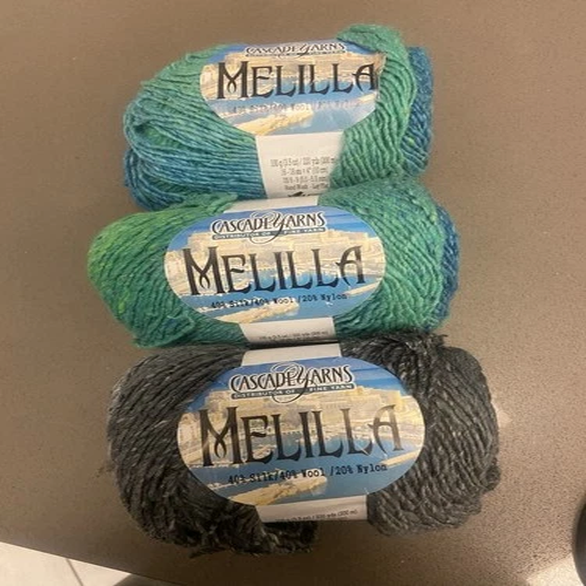 3 Skeins Cascade Yarn Melilla 100g/220 Yds Each 40% Silk 40% Wool 20% Nylon