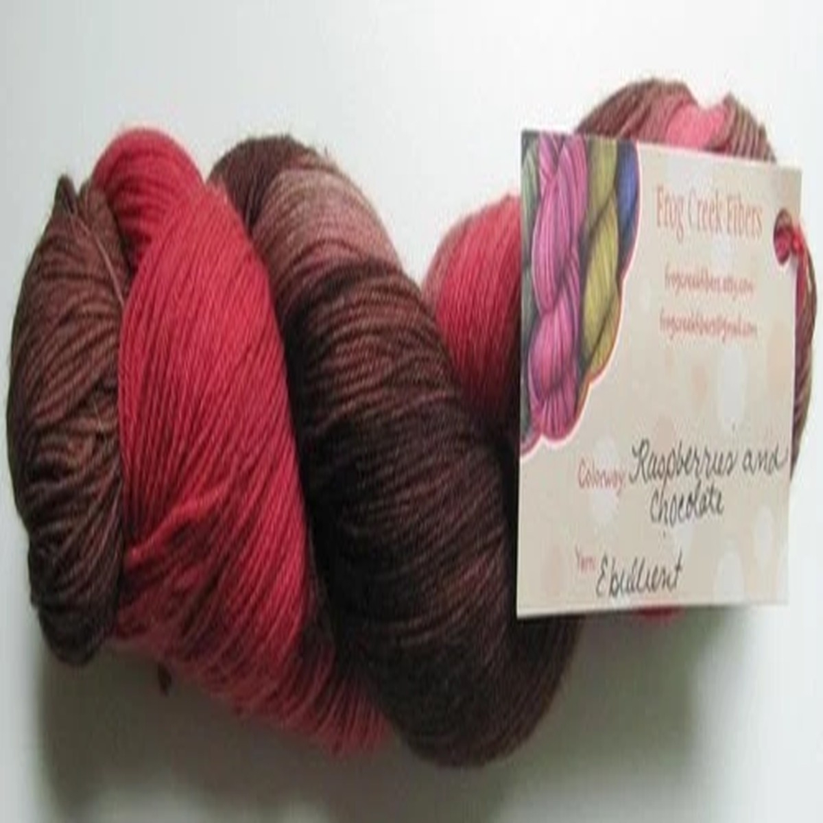 Frog Creek Fibers Yarn Sock Fingering Wool Nylon 400 yd Raspberries Chocolate