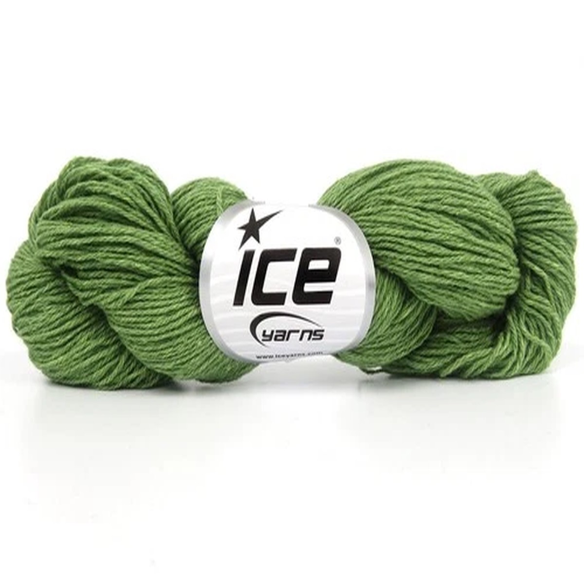 Green Merino Cotton Yarn 84652 Ice Yarns Wool, Organic Cotton 50gr 251y