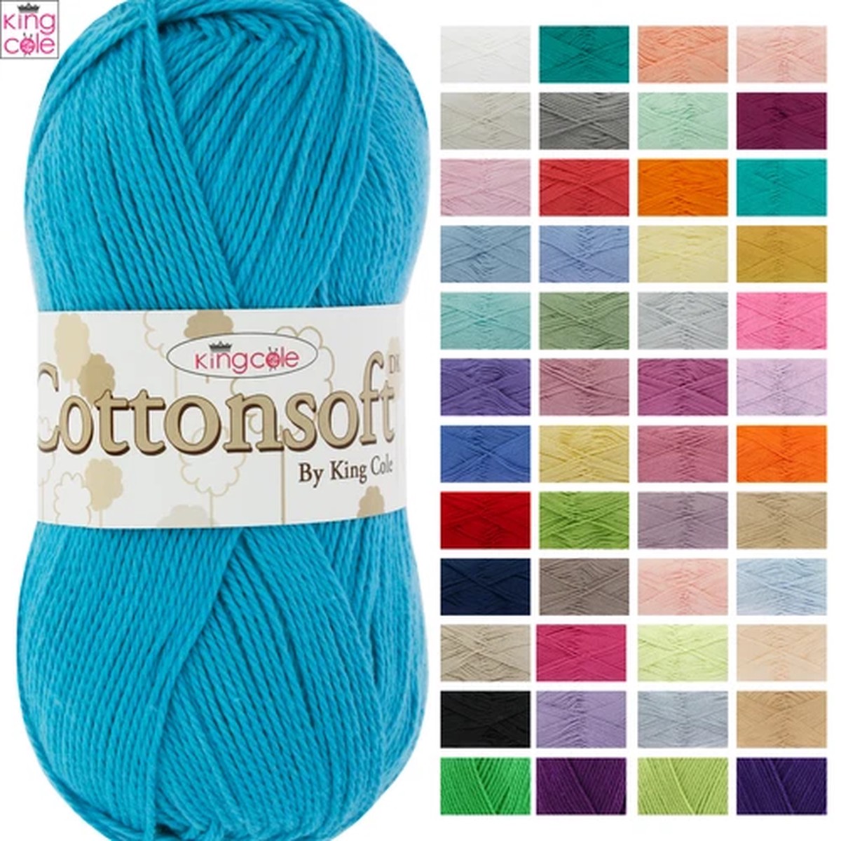 King Cole Cottonsoft DK Double Knit Wool 100% Cotton Knitting Yarn - All Colours