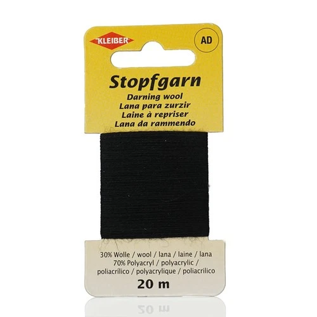Kleiber Darning Wool, Black 20 metres,