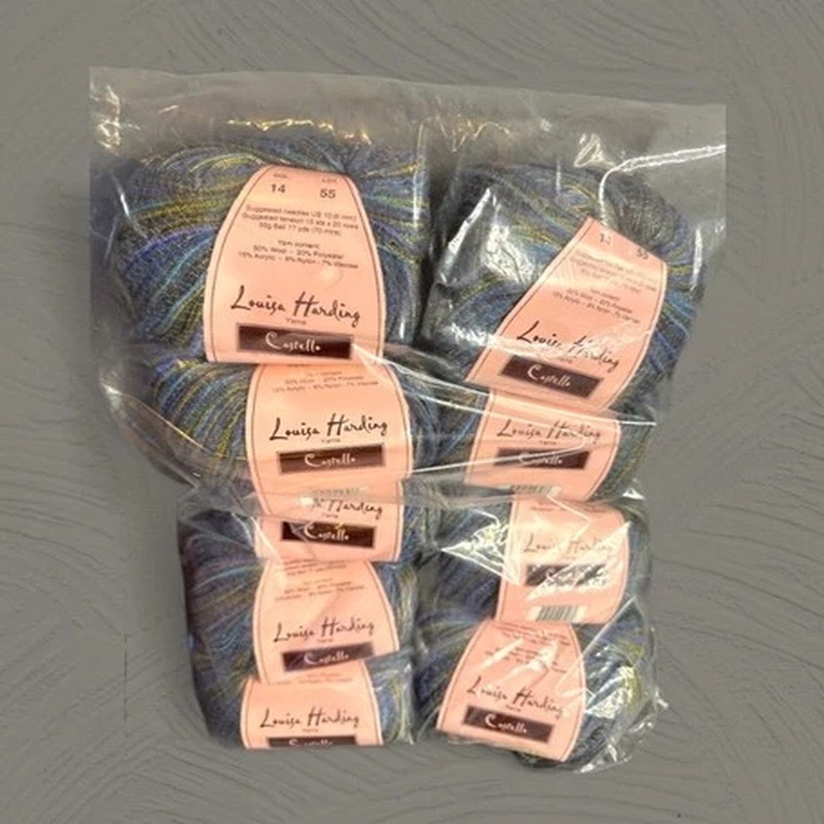 Louisa Harding Castello Color 14 Lot 55 Wool, Polyester Lot Of 9