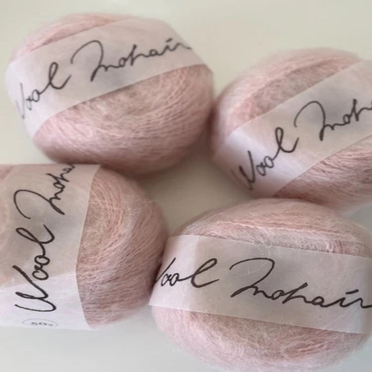 Daruma, Wool Mohair,4skeins, #9 (baby pink) 56 mohair/44 % Merino , 50g/125yds
