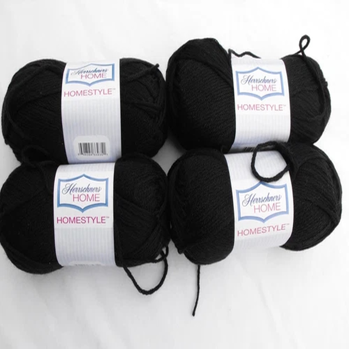 HERRSCHNER'S HOME HOMESTYLE YARN - 4 SKEINS OF BLACK - WASHABLE WOOL MIX