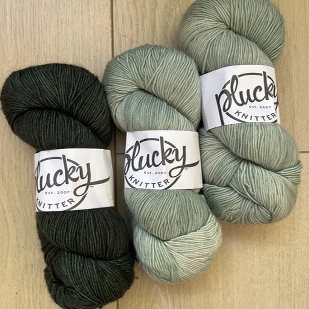 The Plucky Knitter Primo Fingering - 2 skeins Duck Egg & 1 skein Sweezy Pond